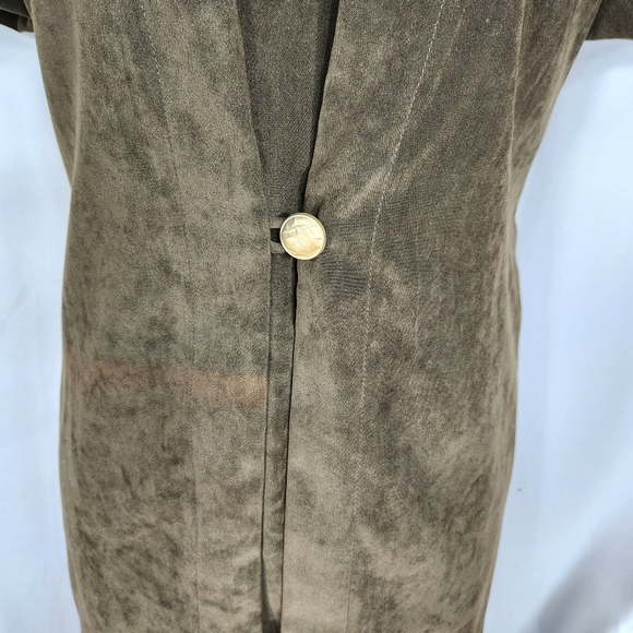 Expressions NWOT Olive Brown Microsuede Short Sleeve 2-PC Look Dress Size 6 - Picture 3 of 9
